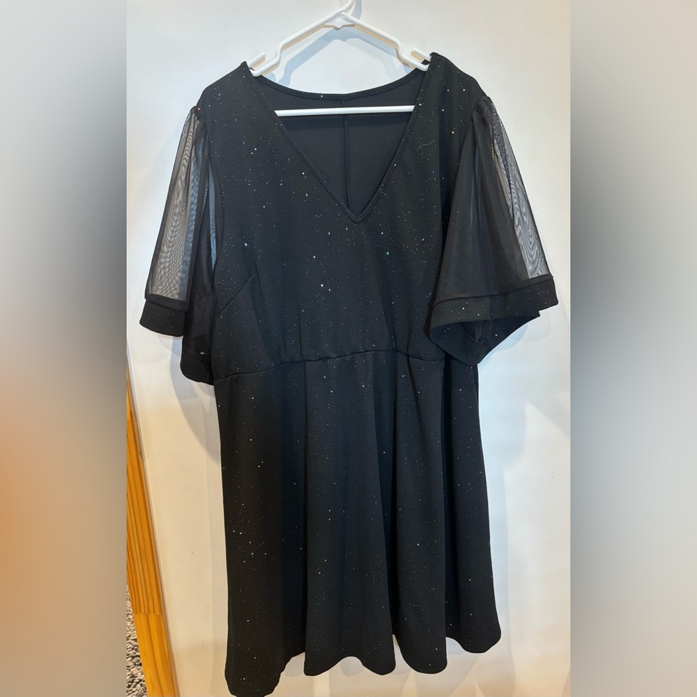 5XL SHEIN Black Sparkle V-Neck Dress